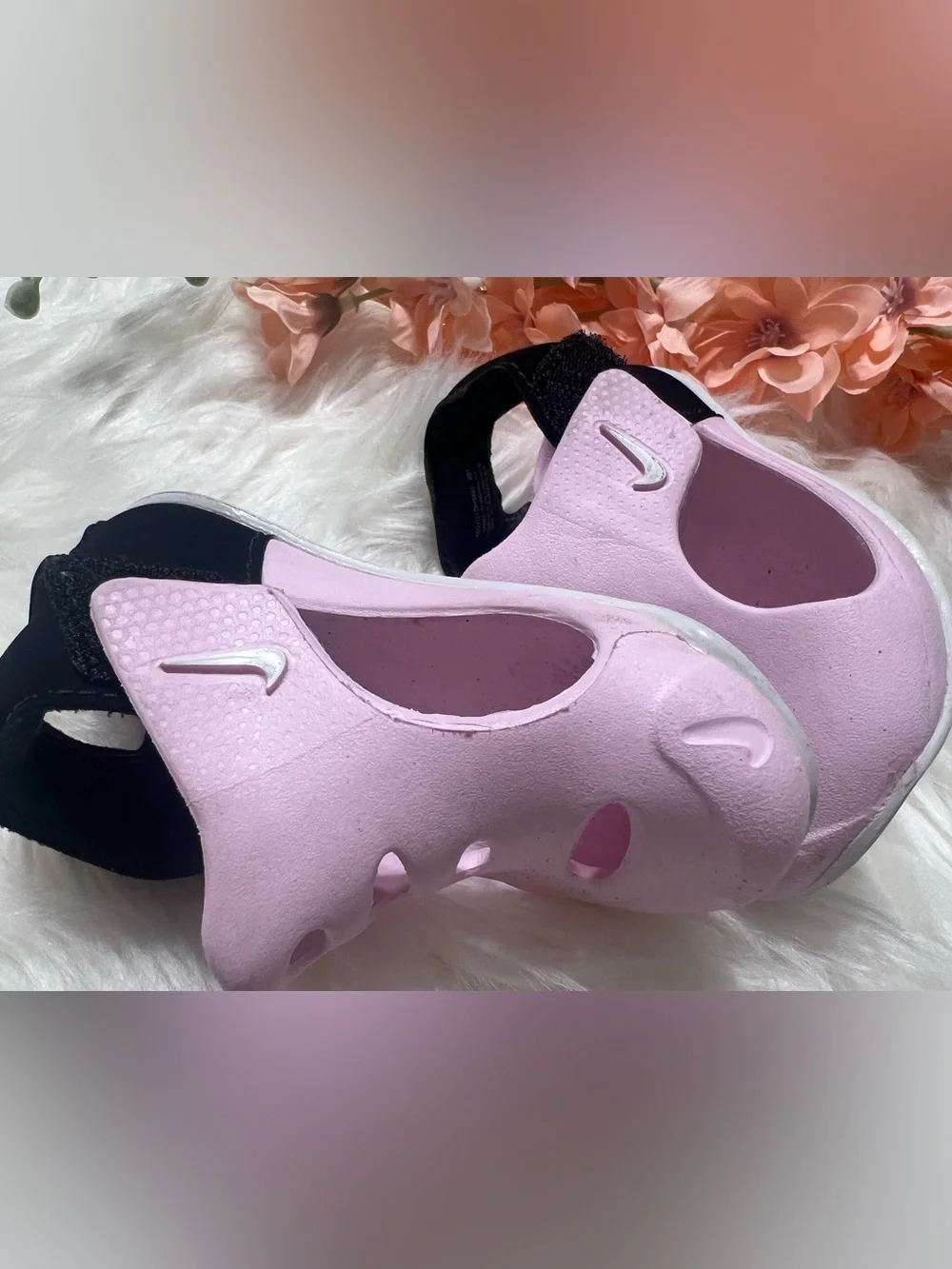 Nike  girls Pink Slip-On Foam Sandals with Back Strap